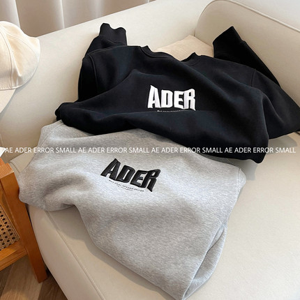 ader error small春季2024新款简约字母刺绣宽松圆领套头卫衣男女
