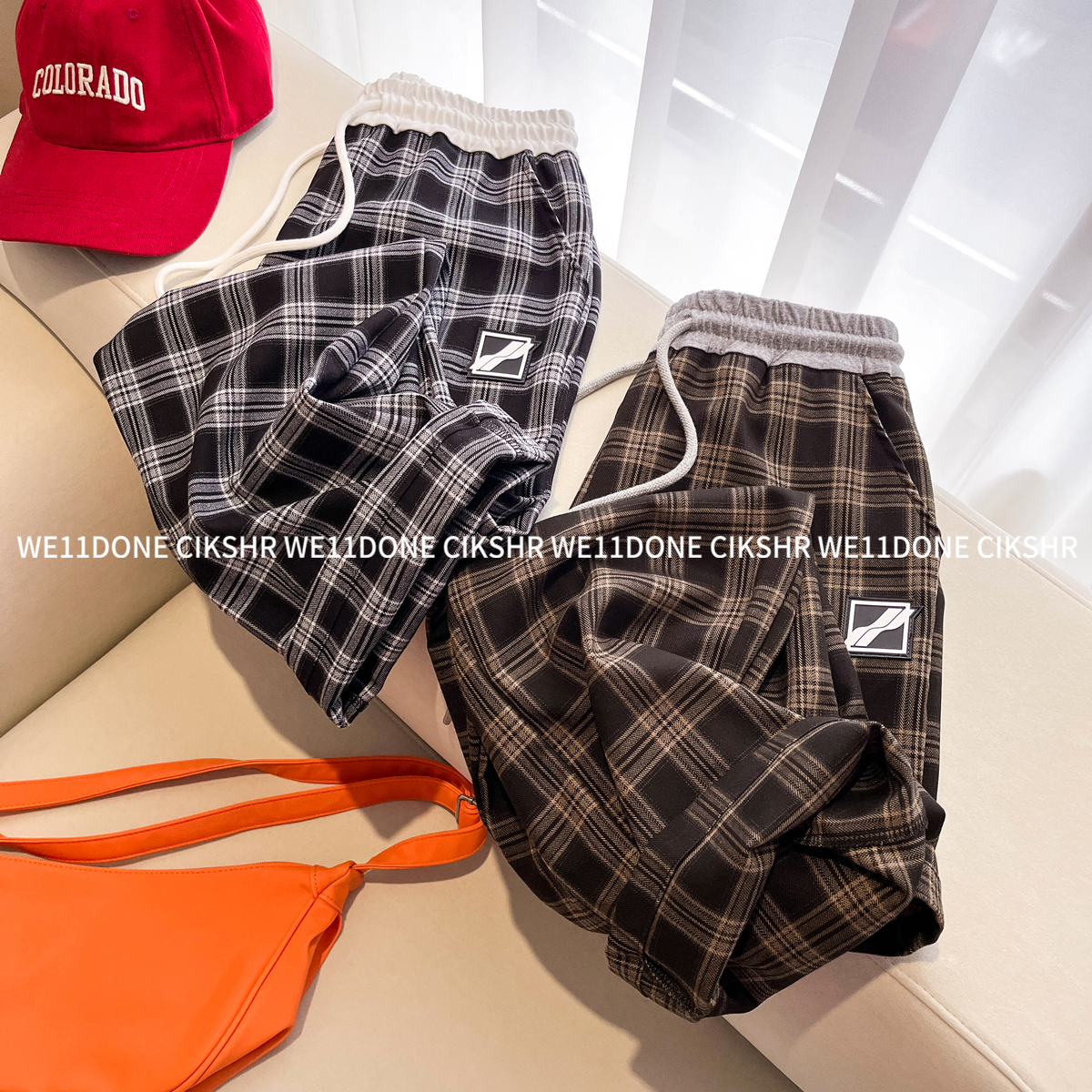 WE11DONE黑白格子休闲裤