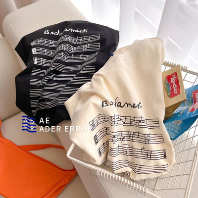 正品ader音符字母短袖T恤男女