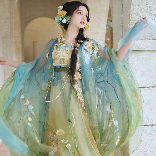 闺梦令  小花园 原创汉服女大袖衫改良齐胸破烂风重工刺绣春夏款