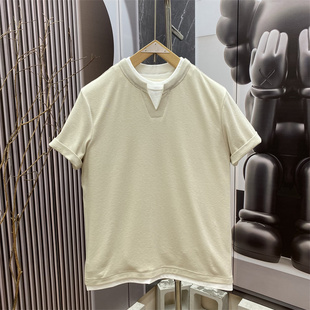 新款 上衣潮假两件半袖 亨利领短袖 宽松百搭时尚 体恤 T恤男士 春夏季
