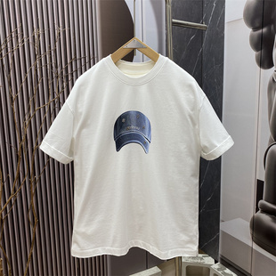 T恤男女重磅纯棉宽松定制半袖 夏季 潮牌鸭舌帽印花短袖 美式 衣 新款