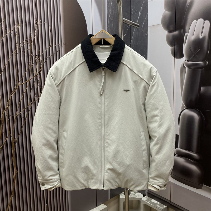 春季极简翻领拉链短款保暖男棉服
