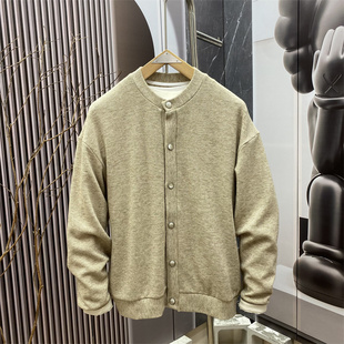 男士 春季 休闲风潮牌圆领针织开衫 美式 宽松纽扣毛衣外套高级感 新款
