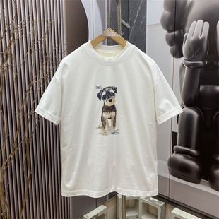 T恤男女宽松百搭上衣潮牌设计感半袖 春季 卡通狗印花短袖 美式 新款