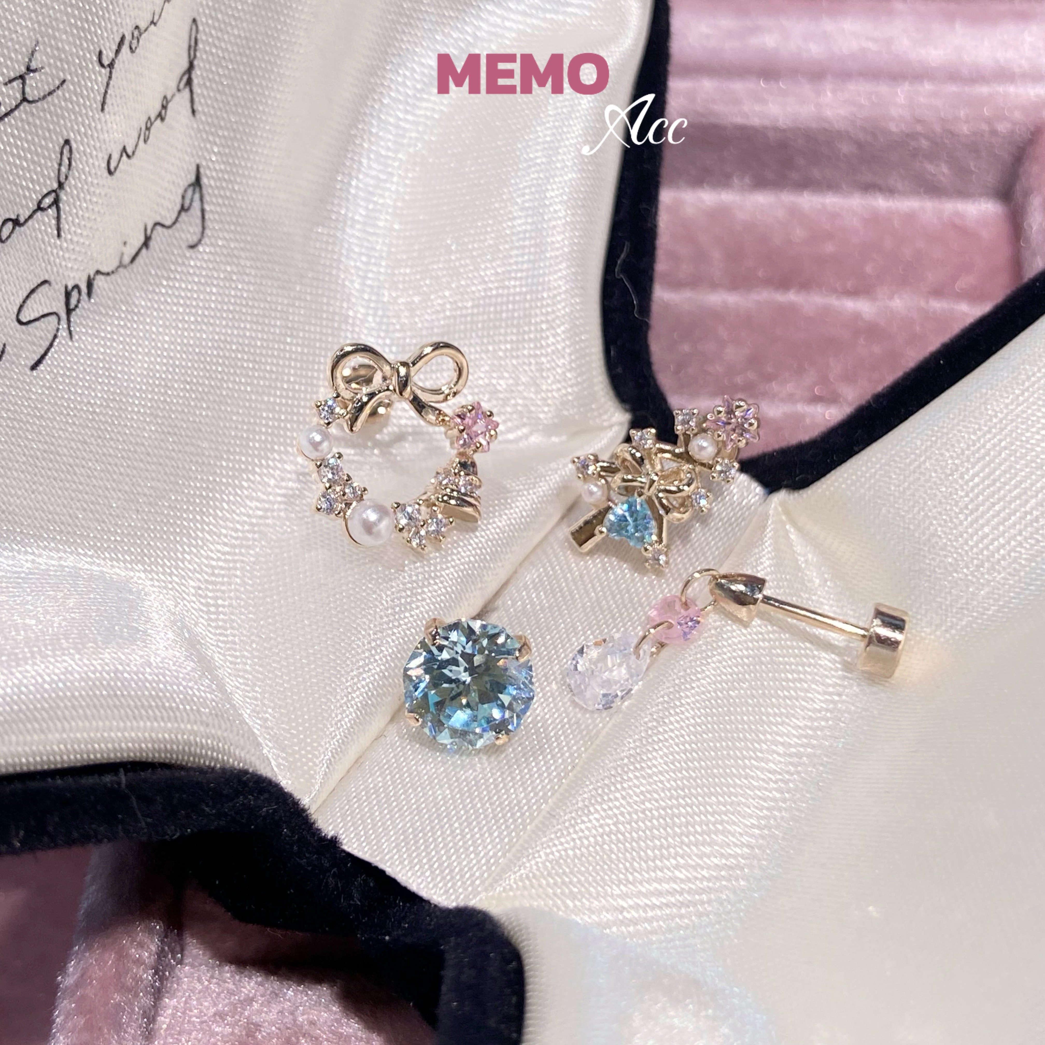 【MEMO】花环铃铛 圣诞咖金设计感圣诞树花环耳骨钉DS168