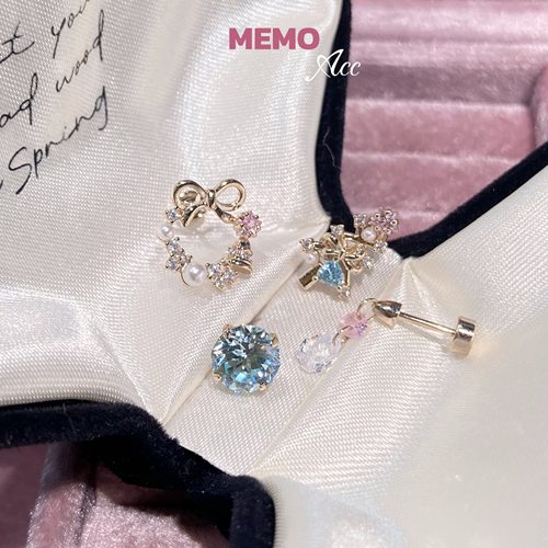 【MEMO】花环铃铛 圣诞咖金设计感圣诞树花环耳骨钉DS168