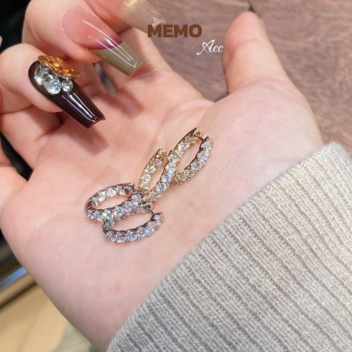 【MEMO】反光板2.0 爆闪满钻简约设计感百搭耳扣耳圈E186