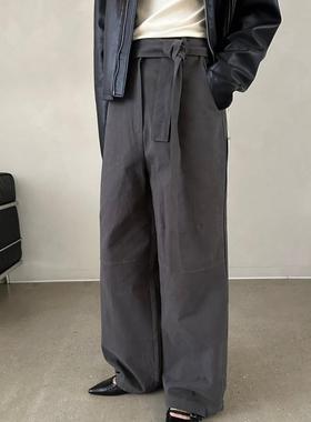 Lakeside studio 韩国代购24年秋季新款系带休闲阔腿裤女装裤韩版