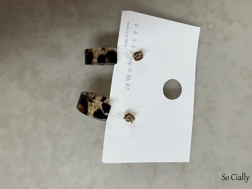 【现货清仓】Cially韩国代购 琥珀图纹时尚耳钉 不支持退换