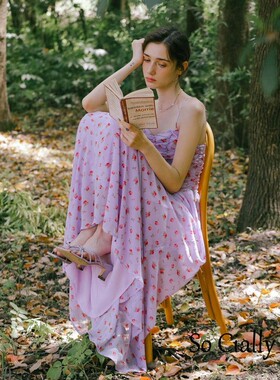 So Cially | DUNDROP 23夏韩国设计师品牌紫色收腰吊带连衣裙