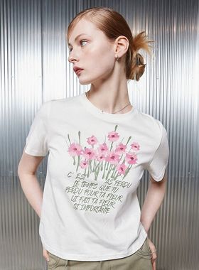 LARTIGENT 25SS新品花卉印花短袖T恤