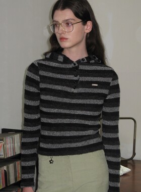 So Cially | SINOON 23秋韩国设计师品牌代购条纹长袖连帽衫百搭