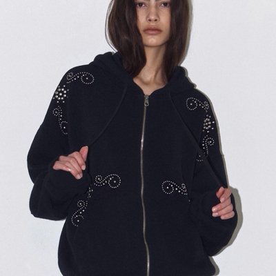 Polysooem 韩国代购新品25ss柳钉连帽卫衣