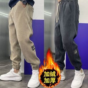 裤 冬季 子 潮流灯芯绒运动裤 男士 加绒加厚博澳绒卫裤 宽松束脚休闲裤