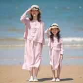 春秋写真天丝文艺幼儿园国风母女姐妹套装 小乐往原创亲子装 91课