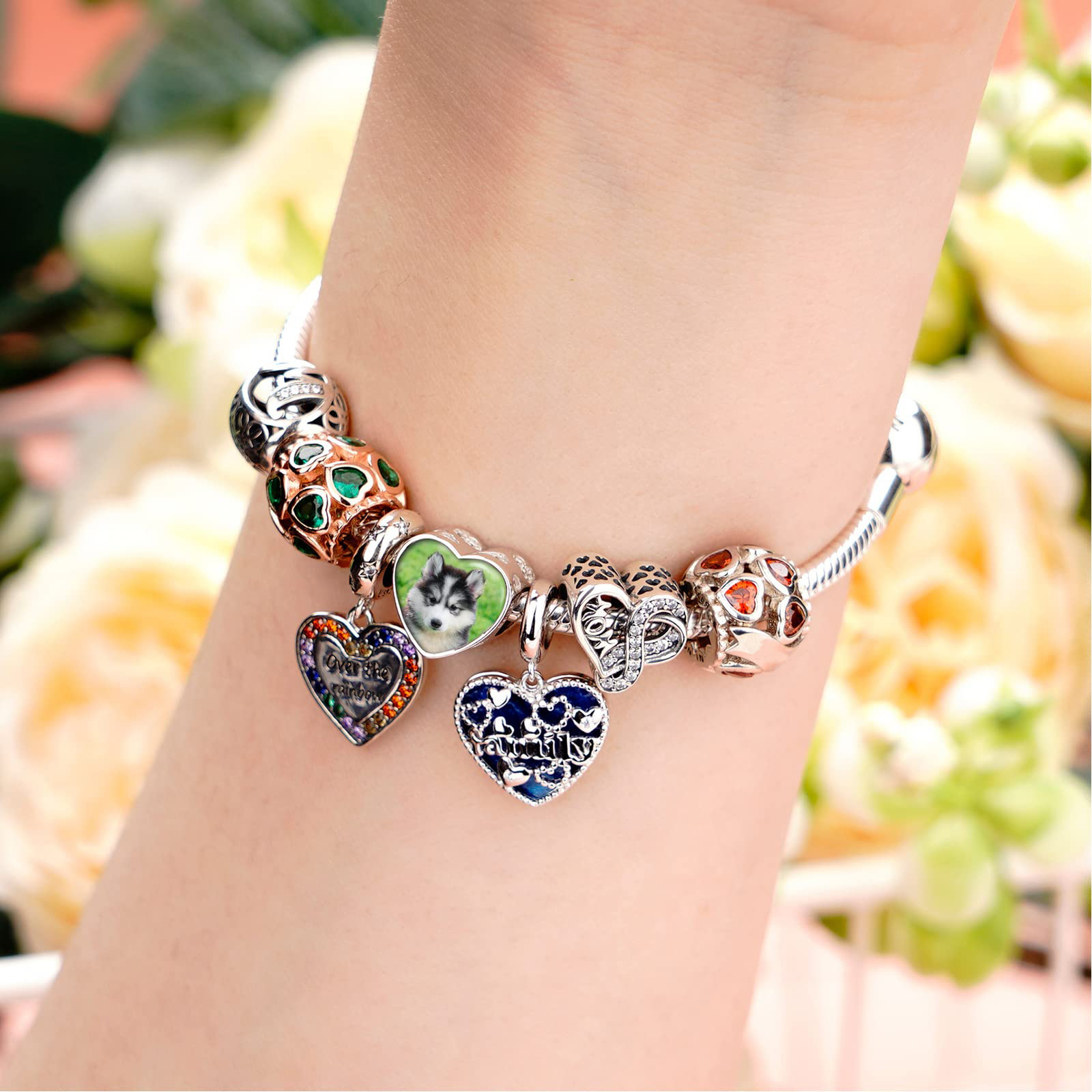 潘系列S925银时尚个性化定制彩色照片手链心形宠物DIY串珠子配饰,饰品/流行首饰/时尚饰品新,其他DIY饰品配件,淘宝优惠券,粉丝福利购,淘宝优惠卷