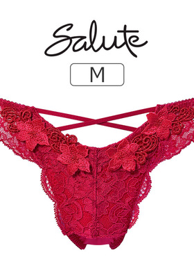 27G 华歌尔Salute丁字裤女日系透肤蕾丝重工刺绣新年红色低腰内裤