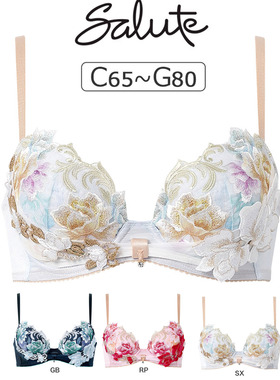 SALUTE华歌尔红色刺绣贴花性感居玲珑文胸 优雅大气收副乳内衣726