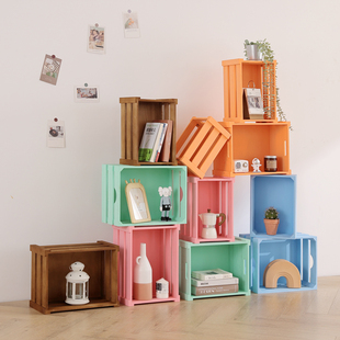 实木收纳箱超市陈列装饰木箱子特大号长方形木条箱木筐木框箱定制