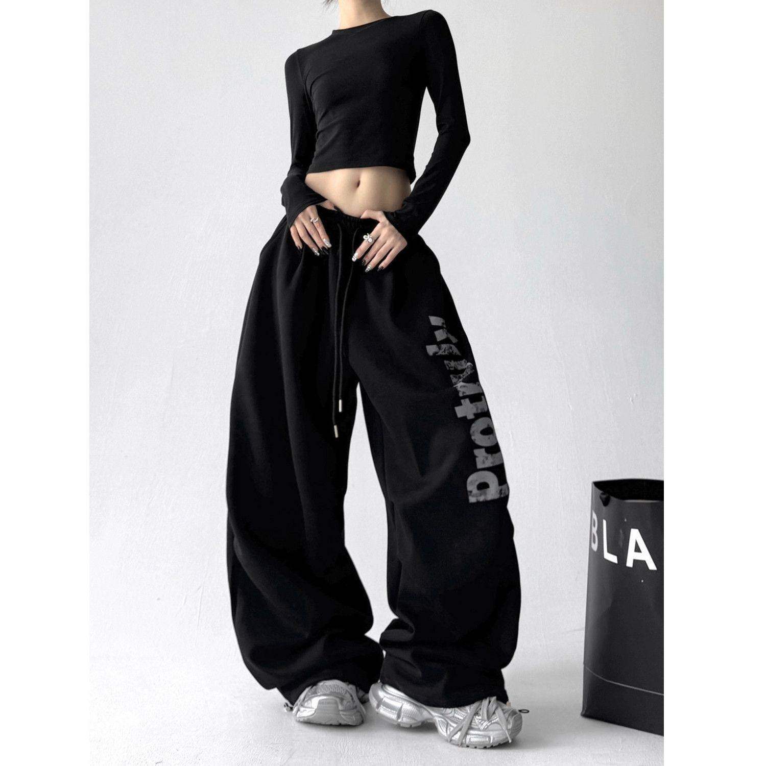 女童美式复古字母印花休闲裤2025秋季高腰初中生直筒阔腿拖地长裤,童装/婴儿装/亲子装,裤子,淘宝优惠券,粉丝福利购,淘宝优惠卷