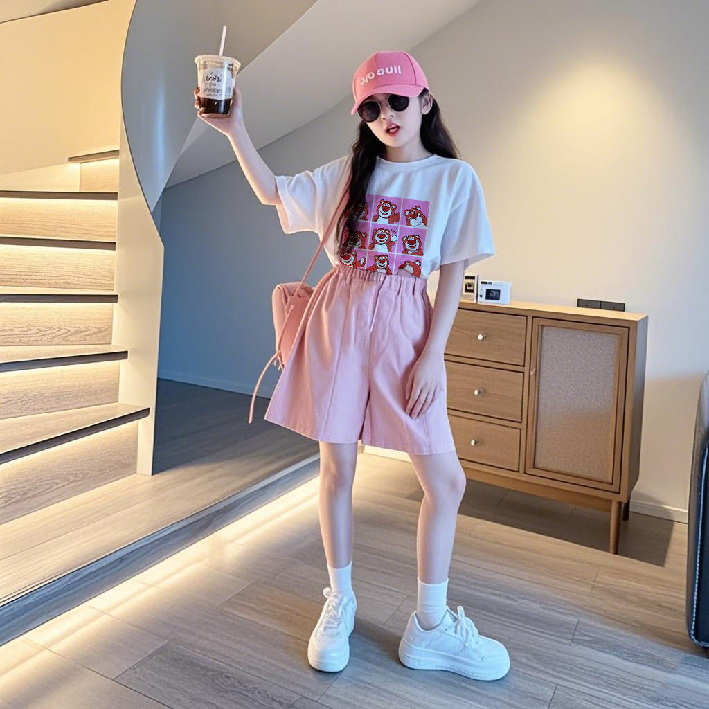 女童运动短袖短裤夏套装2025款儿童纯棉t恤女孩夏装中大童两件套,童装/婴儿装/亲子装,套装,淘宝优惠券,粉丝福利购,淘宝优惠卷