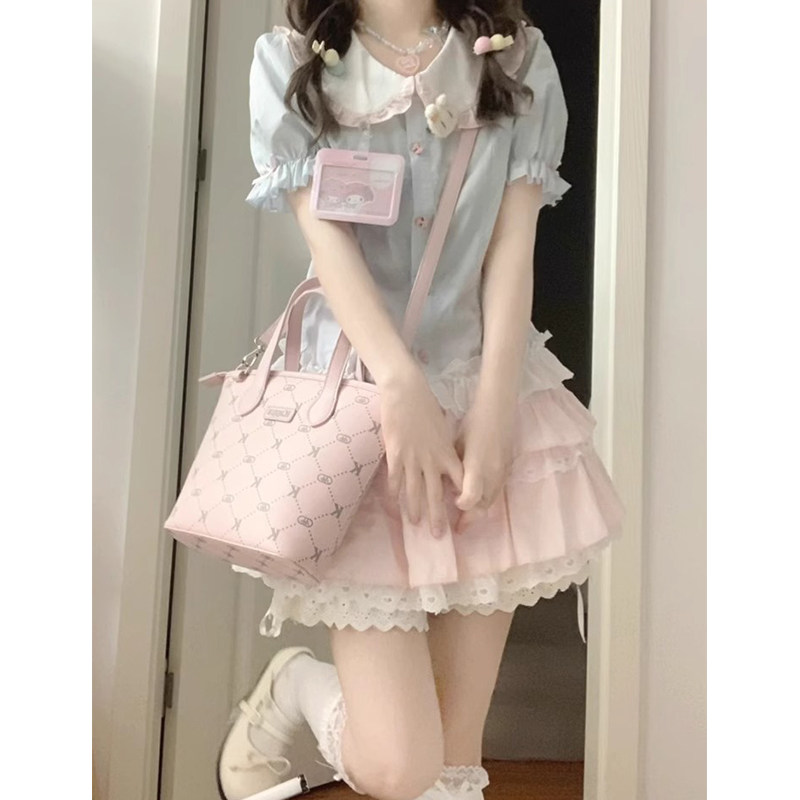 女童大童甜美奶系蓬蓬裙套装夏日套装