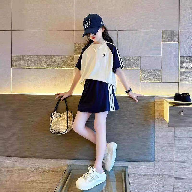 女童夏季套装运动风休闲短袖短裤裙2025新款儿童韩版两件套夏装潮