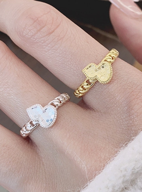 S925纯银镭射葫芦几何链条戒指女生韩版轻奢福禄好运食指环尾戒女