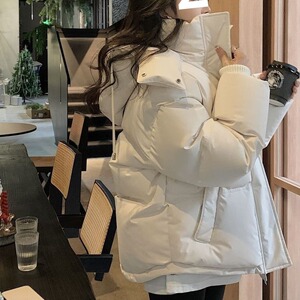 2023冬季新款爱心羽绒服女加厚防风白鸭绒美式连帽工装简约外套