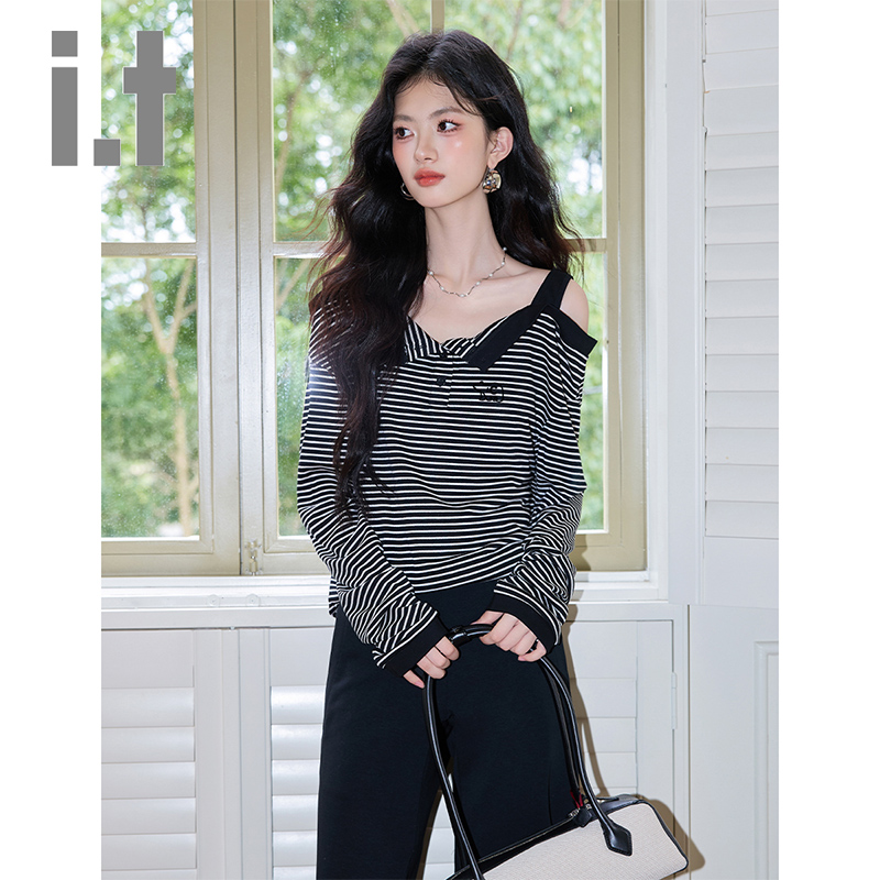 CHOCOOLATEit条纹拼接秋季撞长袖