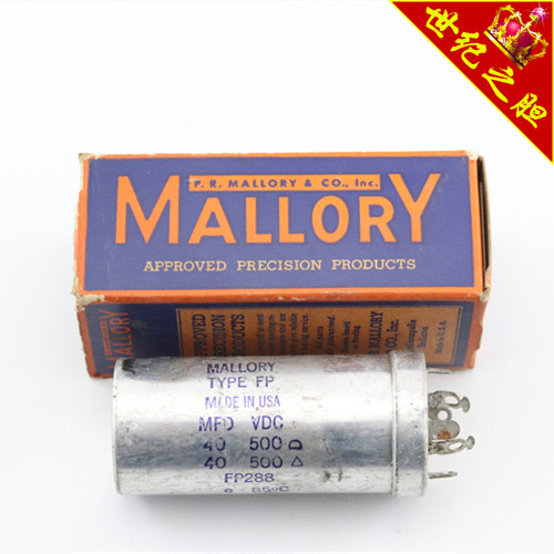 美国早期原盒摩罗利 MALLORY 40 40 MFD 500 500 VDC古董电容