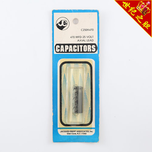印度原盒CAPACITORS 470MFD-25 VOLT AXLAL LEAD黑皮电解电容