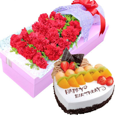 郑州金水区陈寨张家村熙地港王府井沙门红玫瑰生日蛋糕鲜花店同城