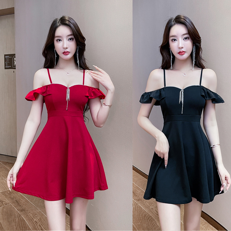 夜总店性感连衣裙收腰气质遮肚显瘦a字裙低胸女装夜场衣服工作服