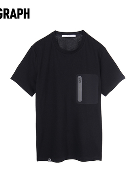 M-GRAPH卓卡潮牌青春流行新款简约黑色纯棉圆领短袖休闲T恤上衣男