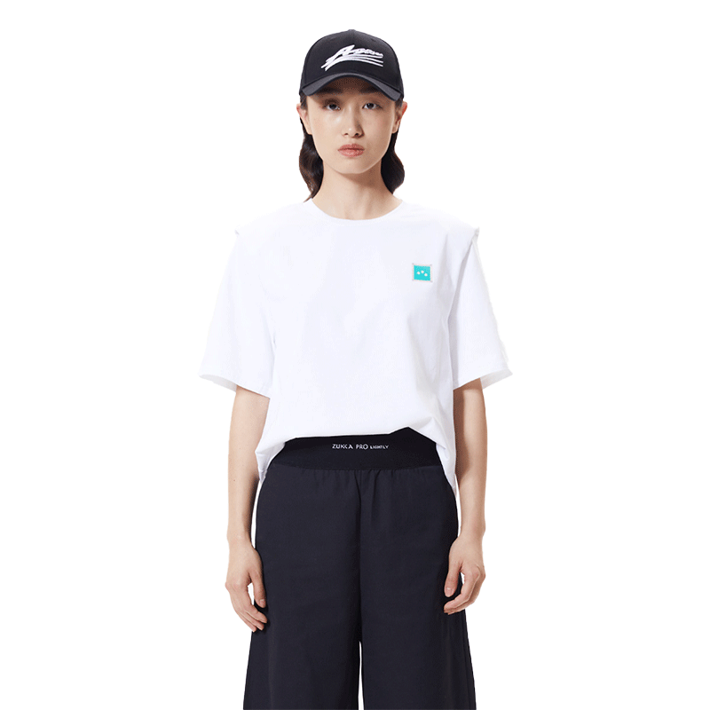 卓卡新款宽肩打结H型T恤