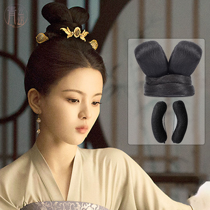 汉服假发髻古装古风发包影视长安诺杨超越造型一体式牛角包垫发包