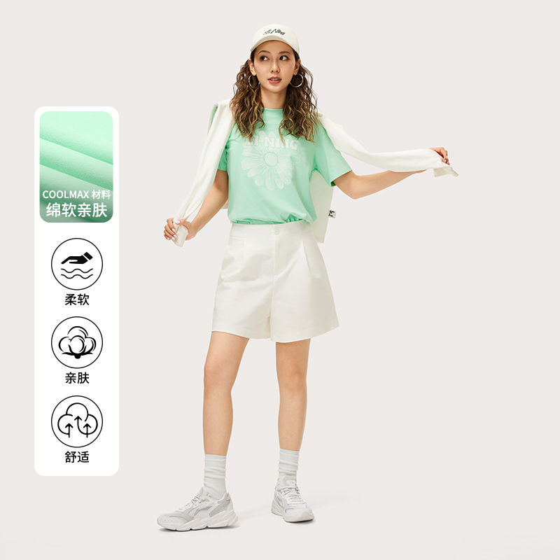 李宁运动潮流系列女子丨吸汗舒适宽松短袖文化衫AHSU354