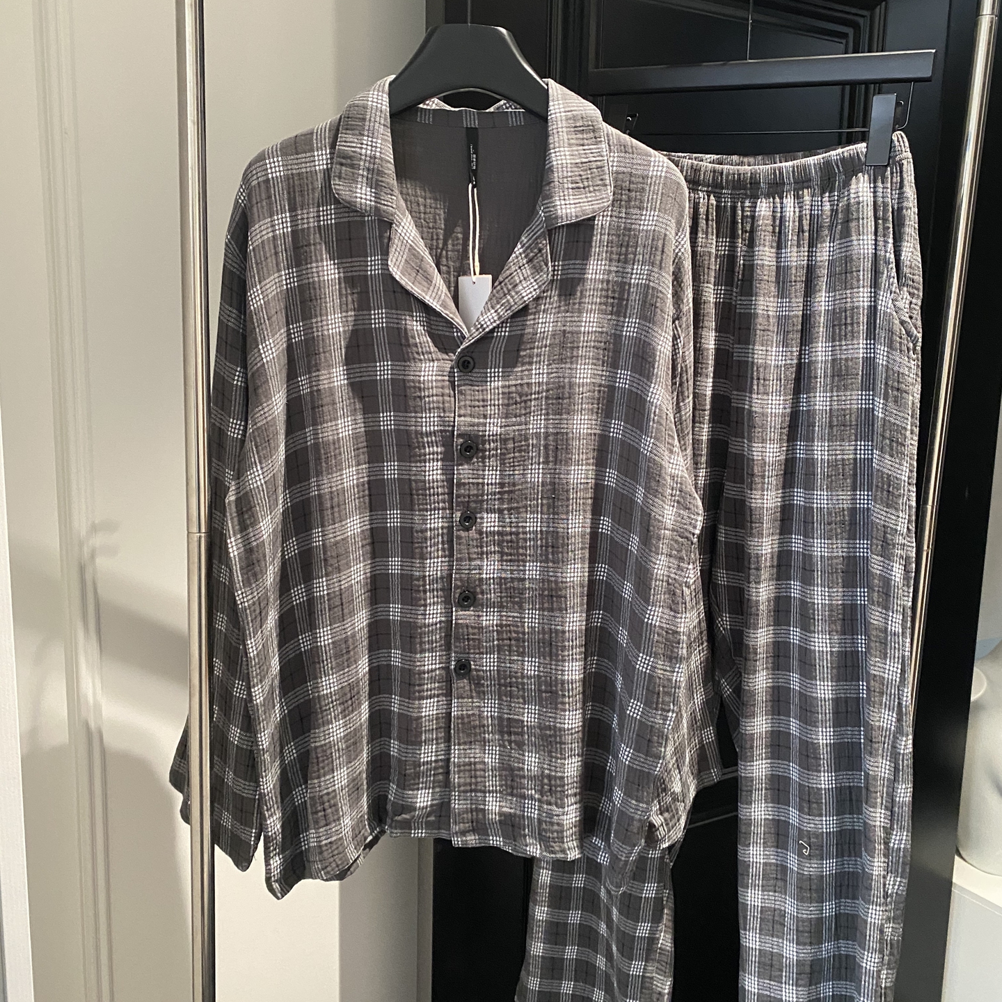 【米粒】2025新款男睡衣纯棉大码长袖开衫舒适休闲格纹家居服套装