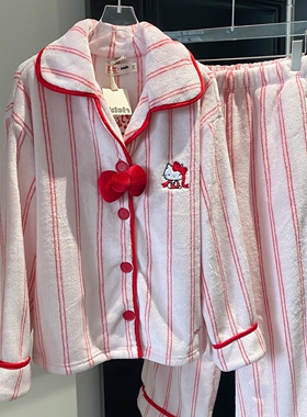 【高版本】野家甜美hello kitty公主家居服软糯法兰绒秋冬睡衣