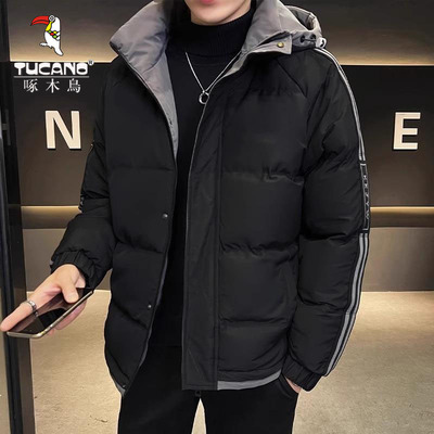 啄木鸟羽绒服男士秋冬季休闲加厚大码棉衣连帽保暖御寒棉袄外套潮