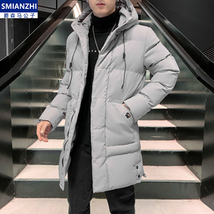 爵森马公子冬季连帽加厚中长款羽绒服男士潮牌2025新款潮帅气外套
