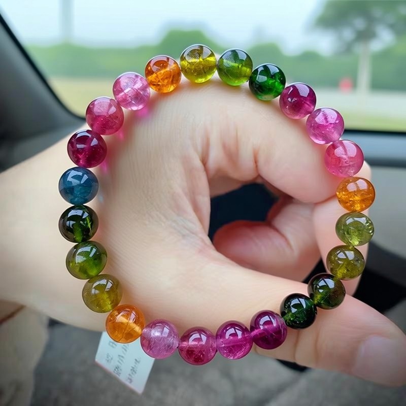天然碧玺手链彩虹糖果色