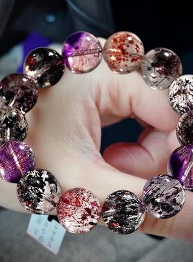 天然巴西收藏级超七毒液水晶手链