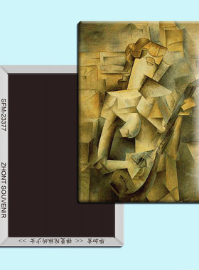 毕加索名画《弹曼陀林的少女》磁性冰箱贴磁贴磁铁家居装饰23377