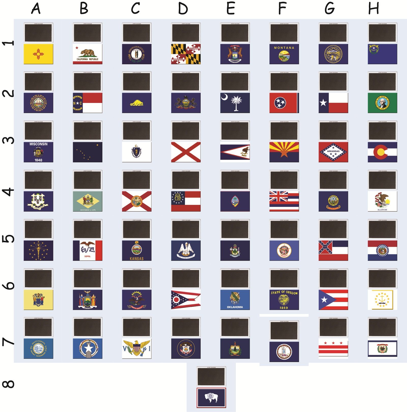 卡通走遍美国 州旗 各州自治领 创意冰箱贴磁铁礼品家居个性创意