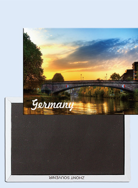 卡通德国 夕阳下静谧的小镇美景 磁性冰箱贴 24268个性创意