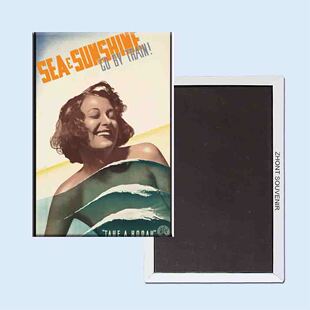 卡通乘着火车去看海 复古怀旧冰箱贴24191个性创意