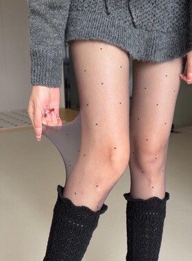 初春波点丝袜防勾丝连裤袜超薄0d高透jk灰丝袜子女秋冬季打底裤袜